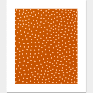 Peach Polka Dot Spots on Terracotta Pattern Posters and Art